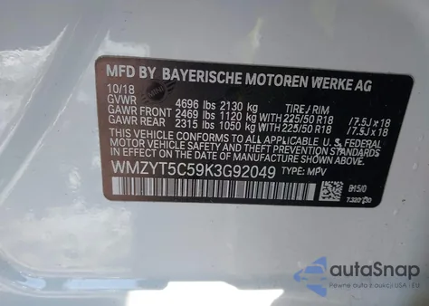 2019 Mini Countryman Cooper S z USA, uszkodzony, nr VIN WMZYT5C59K3G92049